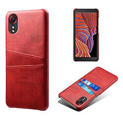 Coque en TPU + PU Bien protégé rigide avec 2 porte-cartes rouge pour votre Samsung Galaxy Xcover 5 