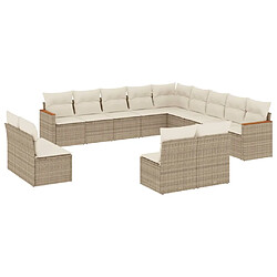 vidaXL Salon de jardin avec coussins 13 pcs beige résine tressée