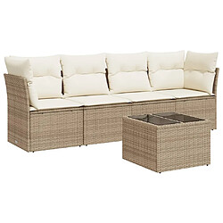 Maison Chic Salon de jardin avec coussins 5 pcs | Ensemble de Table et chaises | Mobilier d'Extérieur beige résine tressée -GKD76392