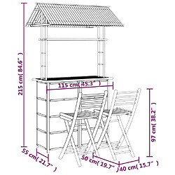 vidaXL Mobilier de bar 3 pcs Bambou pas cher