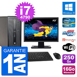 PC Tour HP 800 G1 Ecran 19" Intel i7-4790 RAM 16Go Disque 250Go Windows 10 Wifi · Occasion 