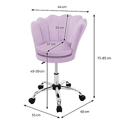 Acheter ML-Design 2x Fauteuil de bureau salon en velours à roulettes violet clair hauteur réglable