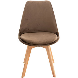 Decoshop26 Lot de 4 chaises de salle à manger design scandinave en tissu velours marron foncé pieds bois clair CDS10382