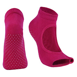 Avis Chaussettes De Yoga Pour Femmes En Gymnase De Sport, Chaussettes Antidérapantes, Demi-embout Collant, Rose, Rouge