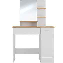 Helloshop26 Coiffeuse avec miroir tiroir table de maquillage élégante moderne 137,5 cm blanche 08_0000240 pas cher