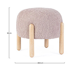 Avis Mes Tabouret rond 45x45x38 cm en tissu bouclette vieux rose - STERCK