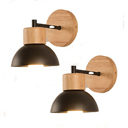 Stoex (2PCS)-Applique Murale Nordique Moderne Lampe Murale Bois Métal Applique Murale D'Intérieur Minimaliste, Noir E27 