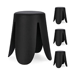 Mes Lot de 4 tabourets 37x37x47 cm en plastique noir - IMOGE 