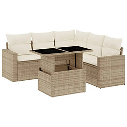 vidaXL Salon de jardin avec coussins 6 pcs beige résine tressée