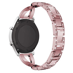 Wewoo Bracelet pour montre connectée en acier inoxydable massif serti de diamants de Samsung Gear S3 rose