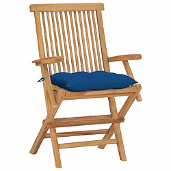 Maison Chic Lot de 4 Chaises de jardin avec coussins | chaises Relax d'extérieur bleu Bois de teck massif -GKD83626