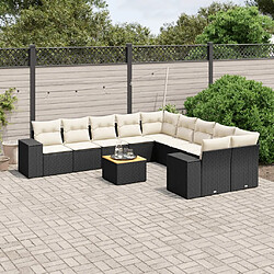 Maison Chic Salon de jardin 11 pcs avec coussins, Ensemble Tables et chaises d'extérieur noir résine tressée -GKD554083