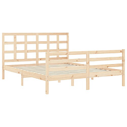 Acheter Vidaxl Cadre de lit avec tête de lit 160x200 cm bois massif