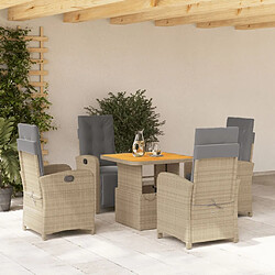 Maison Chic Ensemble à manger d'extérieur 5 pcs avec coussins,Salon de jardin,Mobilier de jardin Beige poly rotin -GKD484560