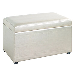 Pegane Coffre de rangement en MDF et tissu cuir coloris or - Longueur 65 x Hauteur 42 x Profondeur 40 cm