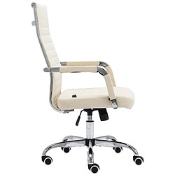 Decoshop26 Fauteuil de bureau sur roulettes confortable hauteur réglable en tissu crème cadre métal chromé BUR10575