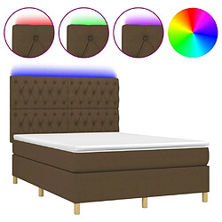 vidaXL Sommier à lattes de lit matelas et LED Marron foncé 140x200 cm