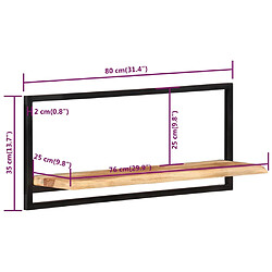 vidaXL Étagères murales 2 pcs 80x25x35 cm Bois d'acacia et acier pas cher