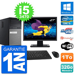 PC Tour Dell 9010 Ecran 27" Intel i5-3470 RAM 32Go Disque 1To Windows 10 Wifi · Occasion 