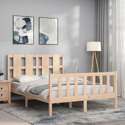 Avis Maison Chic Cadre/structure de lit avec tête de lit pour adulte - Lit Moderne Chambre 140x200 cm bois massif -MN99253