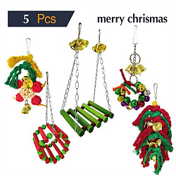 5Pcs Perroquet Swing Ring Bite Toy Christmas Day Bird Cage Decoration Set Gnaw Toy Swing Stand Stand$ 5 Packs Bird Toys Perroquet Swing Toys - Chewing Hanging Bell Pet Birds Cage Toys Convient aux Petites Perruches, Conures, Love Birds, Cockatiels