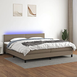 vidaXL Sommier à lattes de lit et matelas et LED Taupe 200x200cm Tissu