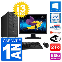 PC Tour HP EliteDesk 800 G2 Ecran 27" i3-6100 RAM 8Go Disque 2To Windows 10 Wifi · Occasion 