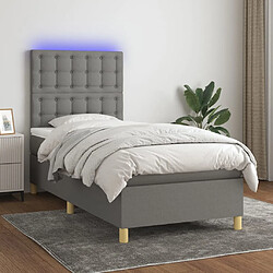 vidaXL Sommier à lattes de lit et matelas et LED Gris foncé 100x200 cm