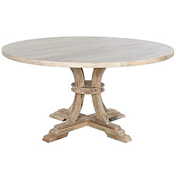 Pegane Table de repas, table à manger ronde en bois de manguier coloris naturel - diamètre 150 x Hauteur 76 cm 