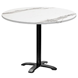 Restootab Table ronde Ø110cm - modèle Bazila marbre blanc