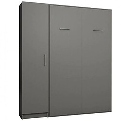 Inside 75 Composition armoire lit escamotable SMART-V2 gris mat Couchage 140 x 200 cm colonne armoire 