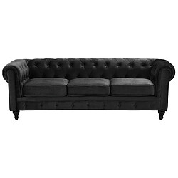 Acheter Beliani Ensemble canapé et fauteuil en velours noir 4 places CHESTERFIELD