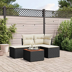 Maison Chic Salon de jardin 5 pcs avec coussins | Ensemble de Table et chaises | Mobilier d'Extérieur noir résine tressée -GKD39018