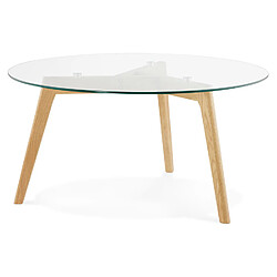 Alterego Table basse de salon ronde 'GLAZY' en verre