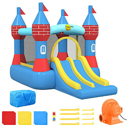 Happy Hop Château gonflable avec toboggan double 368,5x265x220 cm PVC