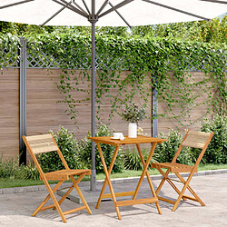 vidaXL Ensemble de bistro 3 pcs beige polypropylène et bois massif