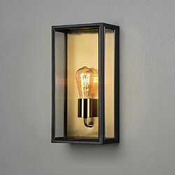 Lumière Lanterne Murale Extérieure Moderne Grande E27 Noir, Plaqué Laiton Avec Verre Clair, IP44