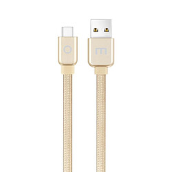 Wewoo Câble USB 1.2m 2A Noodle Weave Style Câble en métal USB-C / Type-C vers USB 2.0 de charge de synchronisation de données or