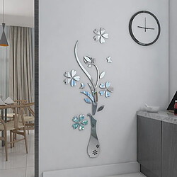 Wewoo Sticker argent 2 PCS Creative 3D Vase Style Miroir DIY Wall Set, Taille: 40 * 60 cm