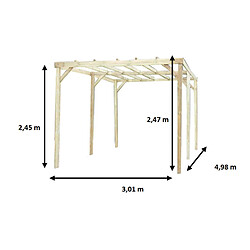 Carport traité autoclave 15 m² sans couverture - car3050a2 - HABRITA