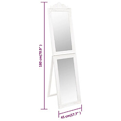 vidaXL Miroir sur pied Blanc 45x180 cm pas cher