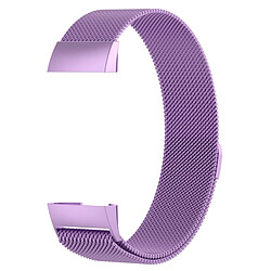 Wewoo Bracelet pour montre connectée Dragonne magnétique en acier inoxydable FITBIT Charge 3Taille Grand217x18mm Violet clair