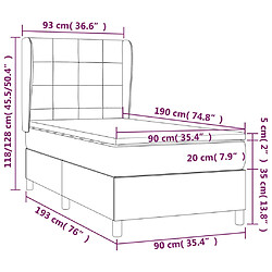 vidaXL Sommier à lattes de lit et matelas Gris clair 90x190 cm Velours pas cher