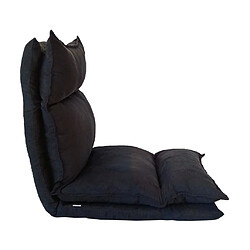 Mobili Rebecca Chaise de Méditation Siege de Sol Métal Noir Suède 70x56x70