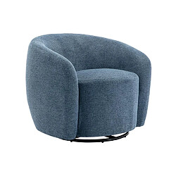 Avis Vente-Unique Fauteuil pivotant en tissu texturé bleu VEREIDE