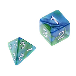 Acheter 7pcs dés polyédriques pour des donjons et des dragons dés jeux de table vert bleu