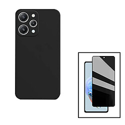 PHONECARE Kit Film Verre Trempé 5D Anti-Spy + Coque Silicone Liquide pour Xiaomi Redmi 12 - Noir