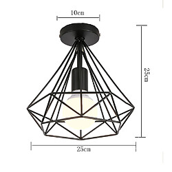 Avis Stoex Plafonnier industrielle Retro 25cm en forme Diamant Noir, Suspension Luminaire pour Salle à Manger,Bar,Chambre