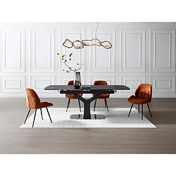 Vente-Unique Table à manger extensible 6 à 8 personnes en céramique, verre trempé et métal - Effet marbre noir - COLBY de Maison Céphy 