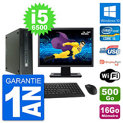 PC HP 600 G2 SFF Ecran 22" Intel i5-6500 RAM 16Go Disque 500Go Windows 10 Wifi - Occasion